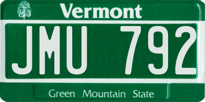 VT license plate JMU792