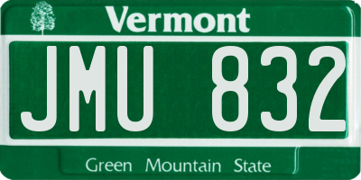 VT license plate JMU832