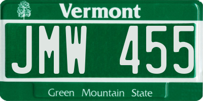 VT license plate JMW455