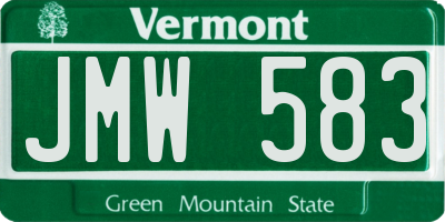 VT license plate JMW583