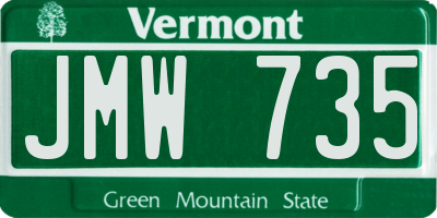 VT license plate JMW735