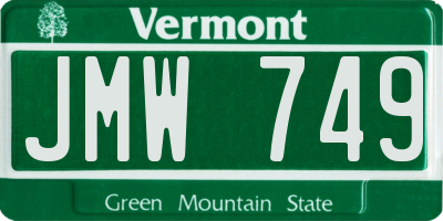 VT license plate JMW749