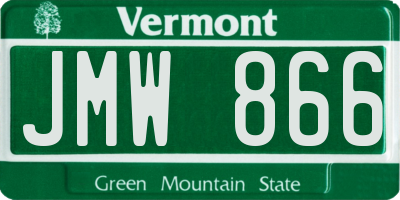 VT license plate JMW866