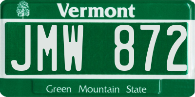 VT license plate JMW872