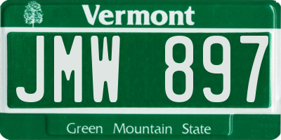 VT license plate JMW897