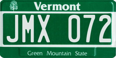 VT license plate JMX072
