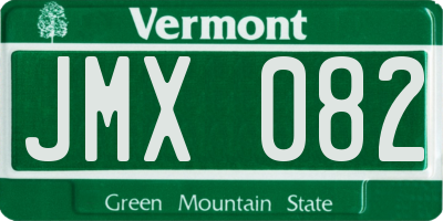 VT license plate JMX082