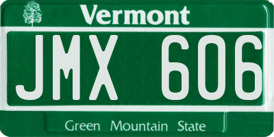 VT license plate JMX606