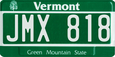 VT license plate JMX818