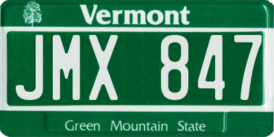 VT license plate JMX847