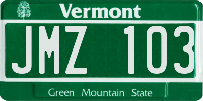 VT license plate JMZ103