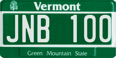 VT license plate JNB100