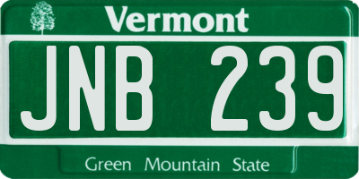 VT license plate JNB239
