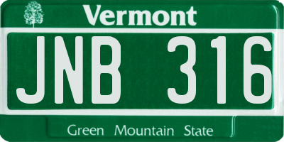 VT license plate JNB316