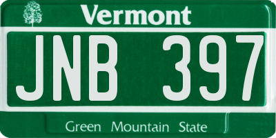 VT license plate JNB397