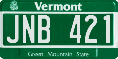 VT license plate JNB421