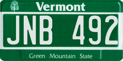 VT license plate JNB492