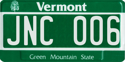VT license plate JNC006