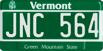 VT license plate JNC564