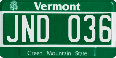 VT license plate JND036