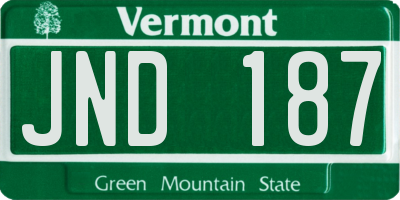 VT license plate JND187