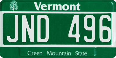 VT license plate JND496