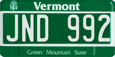 VT license plate JND992