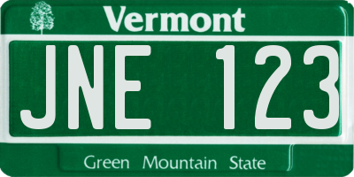 VT license plate JNE123