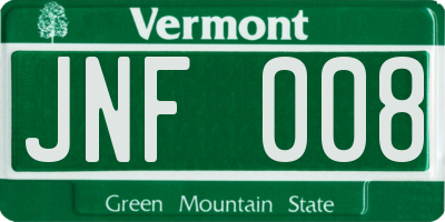 VT license plate JNF008