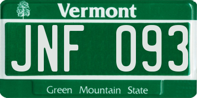 VT license plate JNF093