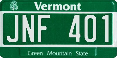 VT license plate JNF401