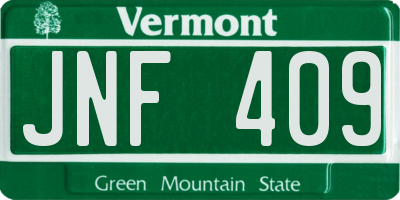 VT license plate JNF409