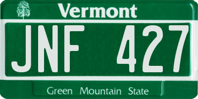 VT license plate JNF427