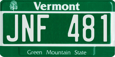 VT license plate JNF481