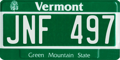 VT license plate JNF497