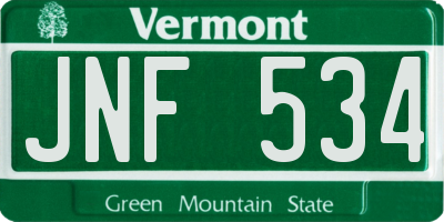 VT license plate JNF534