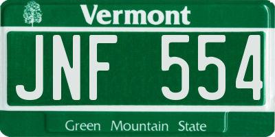 VT license plate JNF554