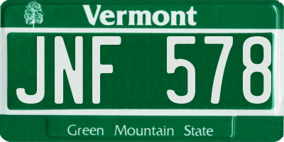VT license plate JNF578
