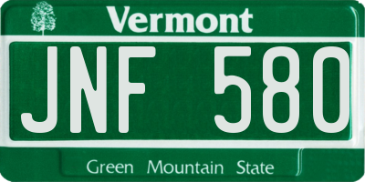 VT license plate JNF580