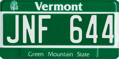 VT license plate JNF644