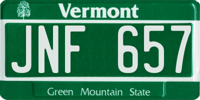 VT license plate JNF657