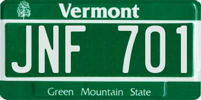 VT license plate JNF701