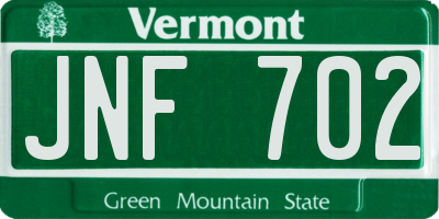 VT license plate JNF702