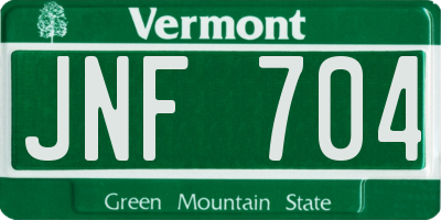 VT license plate JNF704
