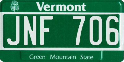 VT license plate JNF706