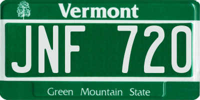 VT license plate JNF720