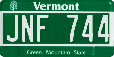 VT license plate JNF744