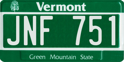 VT license plate JNF751