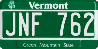 VT license plate JNF762