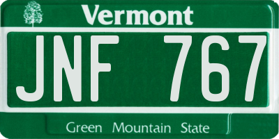 VT license plate JNF767